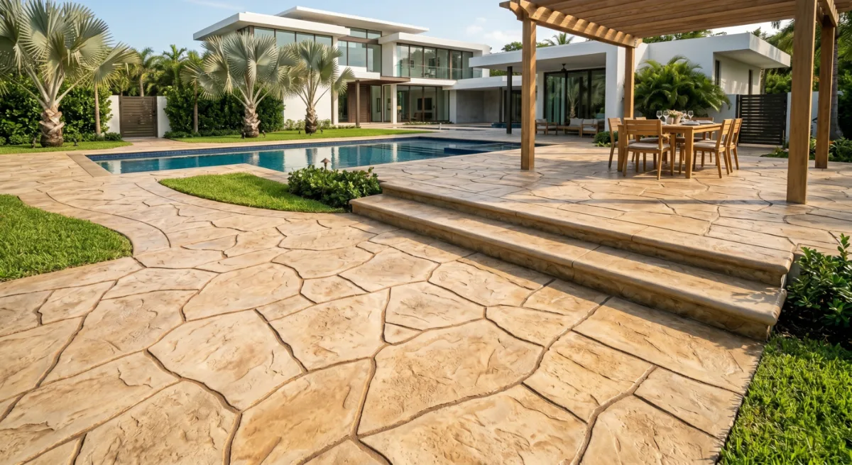 Stamped concrete patio and pool deck in Fort Lauderdale, FL