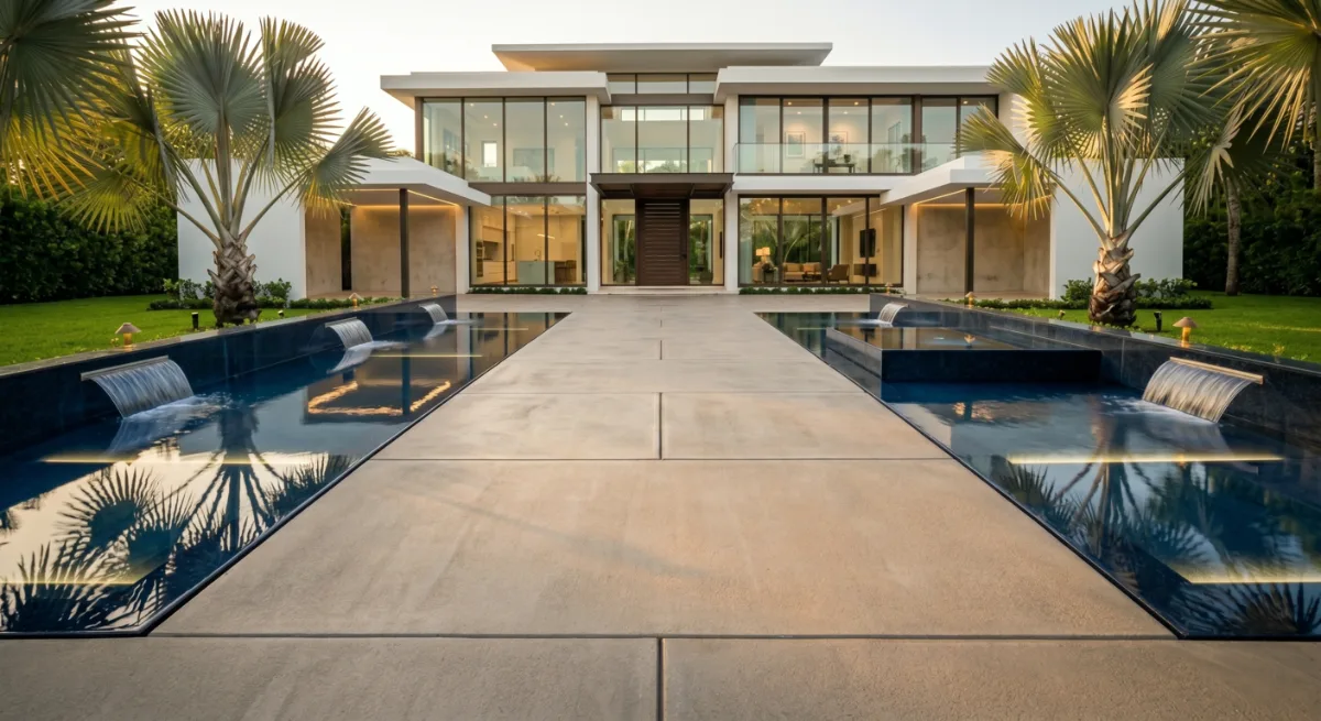 Water feature and pool hardscape in Fort Lauderdale, FL